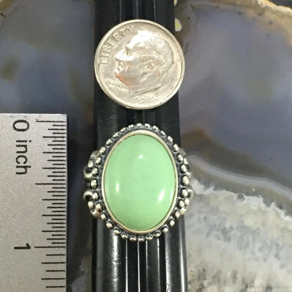 Carolyn Pollack Southwestern Style Sterling Silver Oval Variscite Decorated Ring